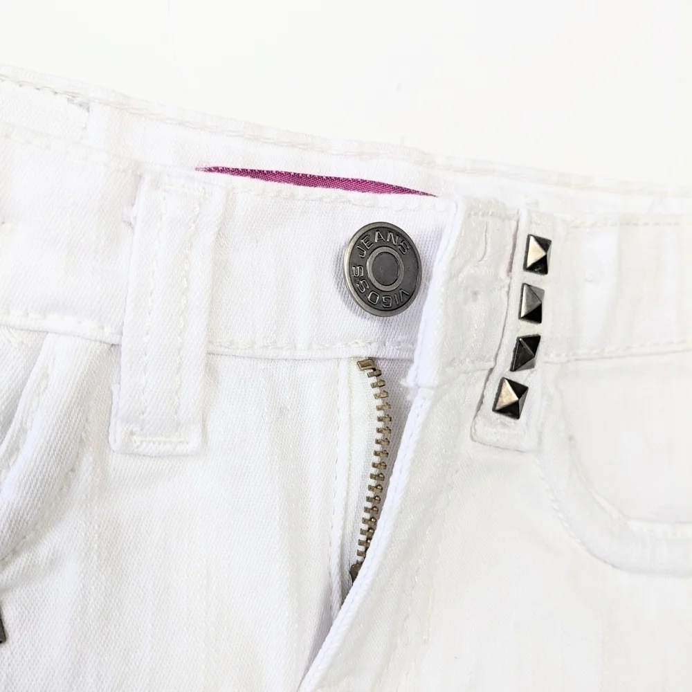 Vigoss Girls White Denim Mini Skirt with Studs